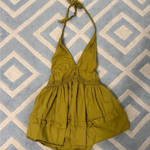 Free People Halter Mustard Mini Dress - Picture 7 of 12